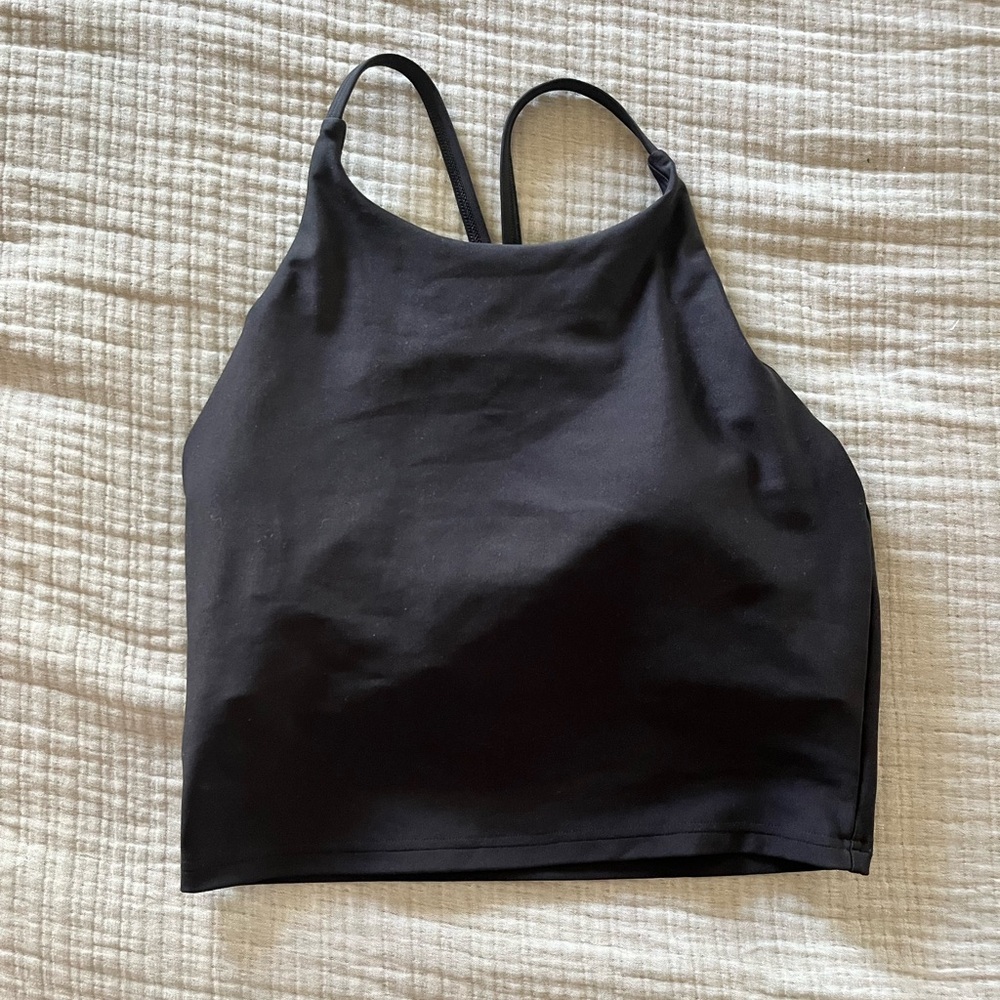 Black high neck long line bra/active shirt